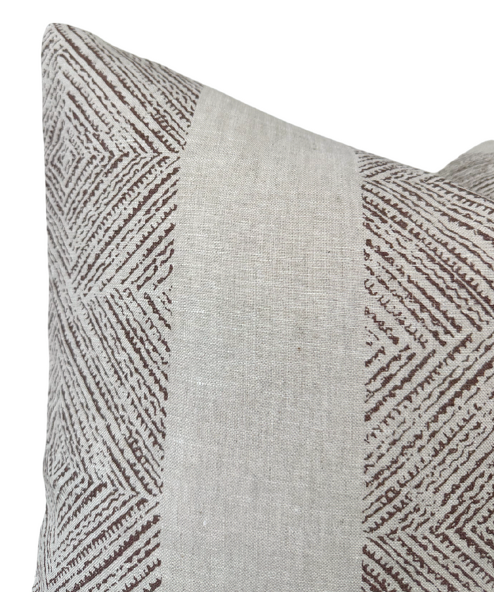 Clipperton Stripe Pillow Cover in Brown on Natural, Thibaut Pillows