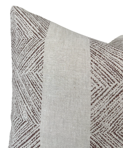 Clipperton Stripe Pillow Cover in Brown on Natural, Thibaut Pillows