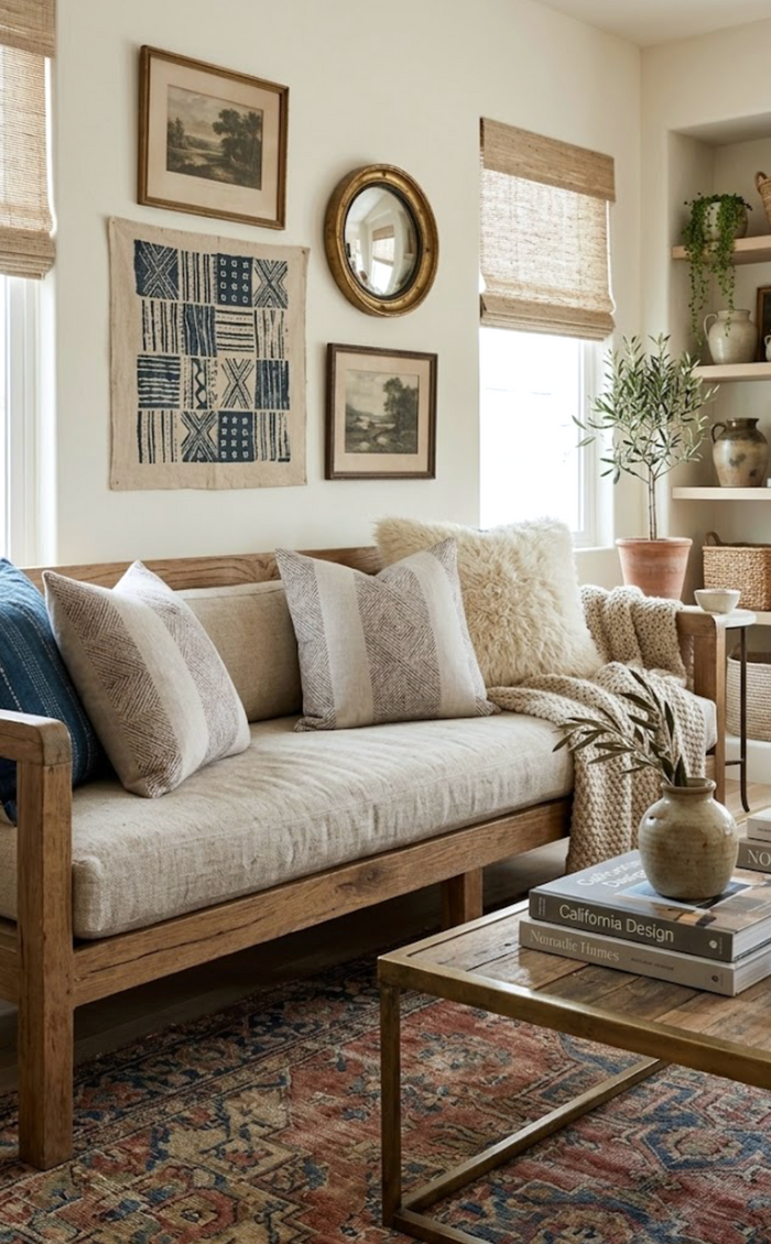 Clipperton Stripe Pillow Cover in Brown on Natural, Thibaut Pillows