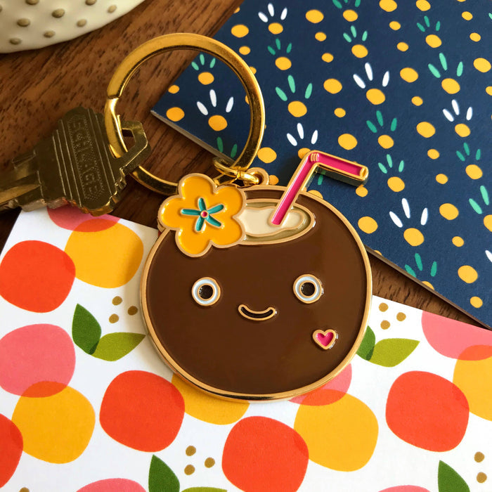 Coconut Enamel Keychain