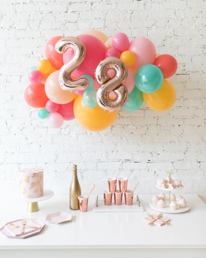 Colorful Bloom - Number Backdrop Balloon Garland Install Piece