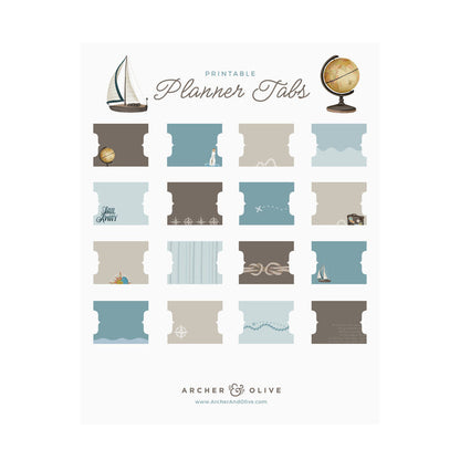 Compass: Printable Planner Tabs - Archer and Olive