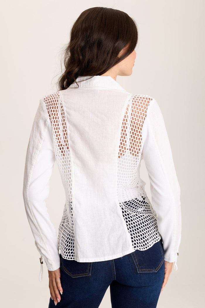 XCVI Contessa Linen/Crochet 1- Button Blazer