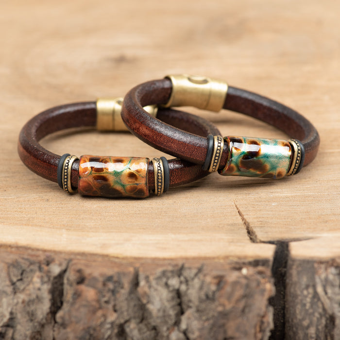 Copper Wildfire Leather Bracelet