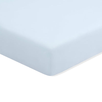 Crib Sheet in Breeze shown on a crib mattress