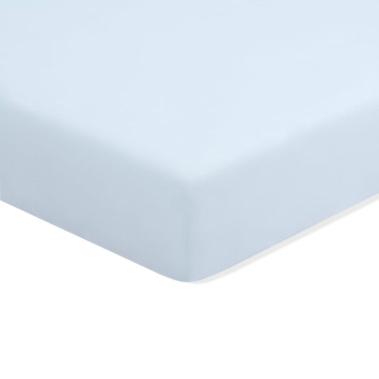 Crib Sheet in Breeze shown on a crib mattress