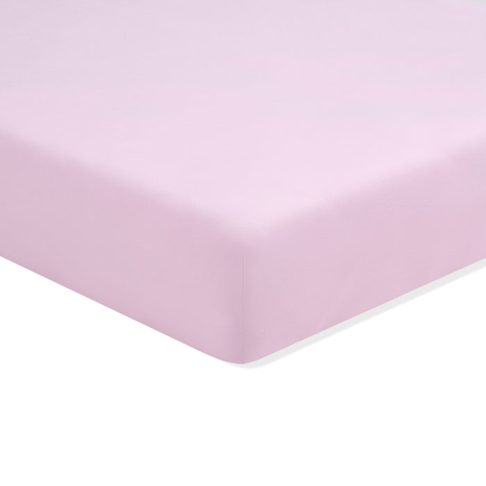 Solid light purple fitted sheet on a white background