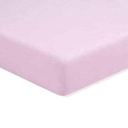 Solid light purple fitted sheet on a white background