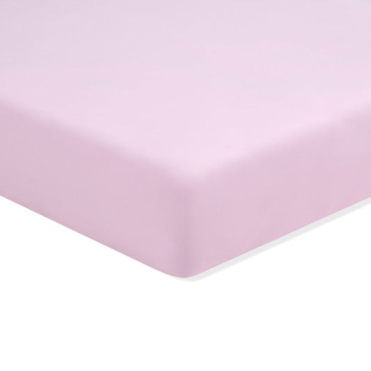Solid light purple fitted sheet on a white background