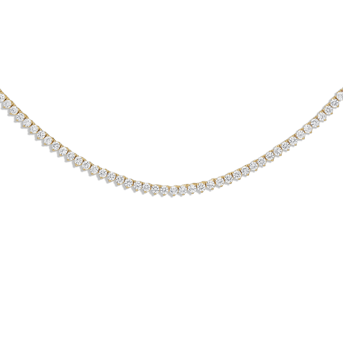 Crystal Tennis Necklace - 14k gold filled CZ tennis necklace with bold 4mm crystals in 3-prong setting