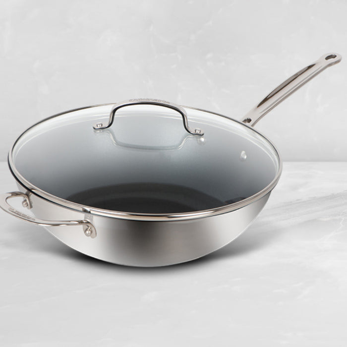 CUISINART 77IEL26-30HNSCC 12" EVERLASTING NON-STICK STAINLESS STEEL STIR-FRY PAN/WOK WITH COVER