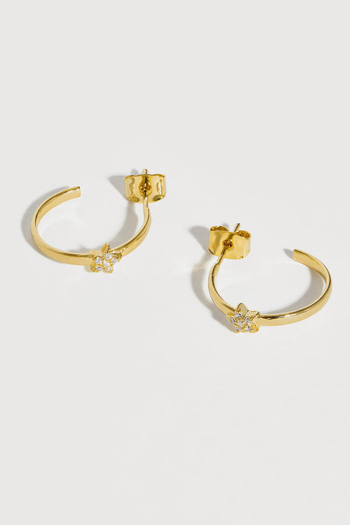 CZ Star Flat Edge Hoops