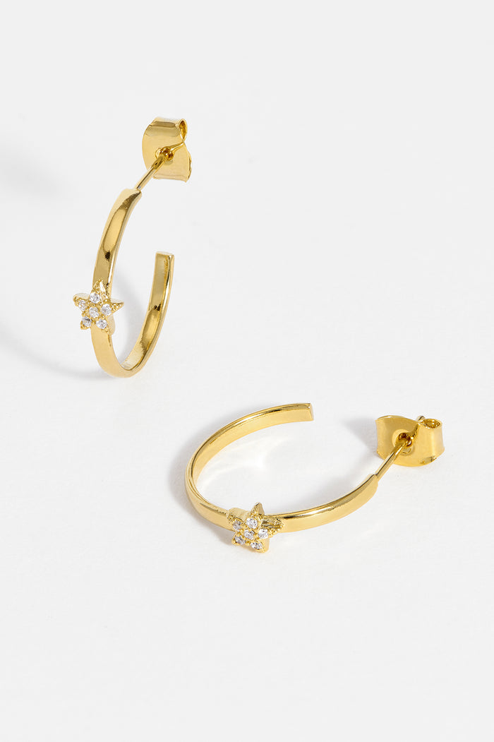 CZ Star Flat Edge Hoops