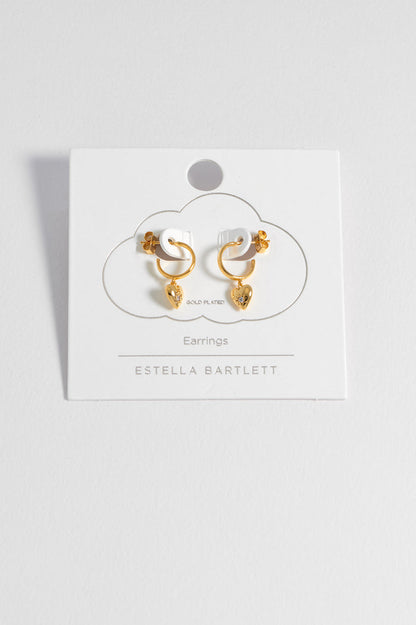 CZ Star Puffy Heart Hoop Earrings