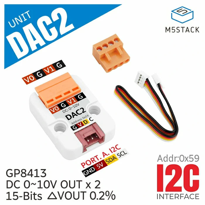 DAC 2 I2C Unit (GP8413) - m5stack-store