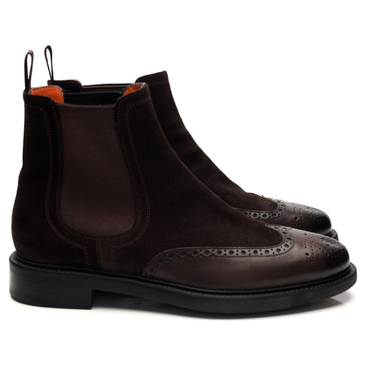 Dark Brown Suede / Leather Chelsea Boots UK 7