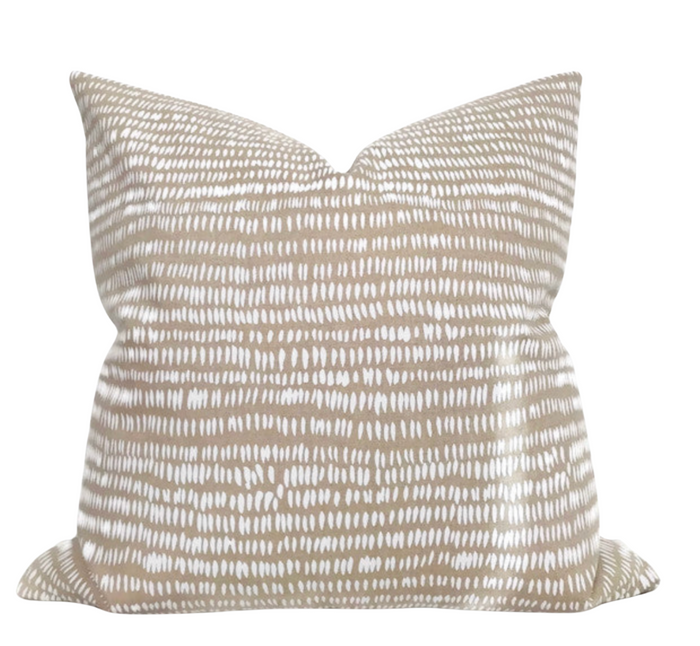 Dashes Pillow Cover in White & Natural