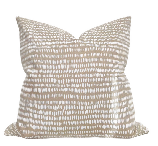 Dashes Pillow Cover in White & Natural