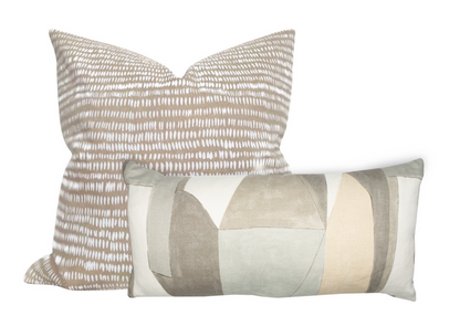Dashes Pillow Cover in White & Natural