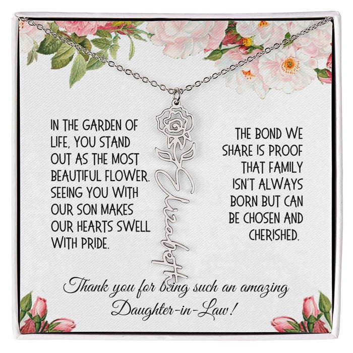 Daughter-in-Law Gift, Flower Name Necklace: The Most Beautiful Flower