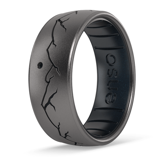Etched Highs & Lows Silicone Ring - Daybreak - Platinum/Black Pearl