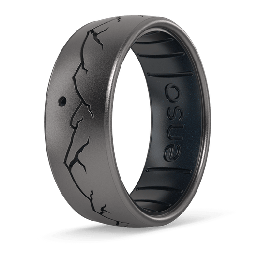 Etched Highs & Lows Silicone Ring - Daybreak - Platinum/Black Pearl
