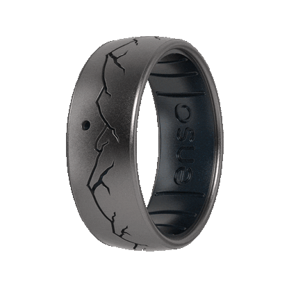 Etched Highs & Lows Silicone Ring - Daybreak - Platinum/Black Pearl