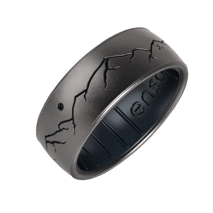 Etched Highs & Lows Silicone Ring - Daybreak - Platinum/Black Pearl