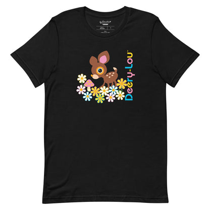 Deery-Lou Floral Meadow Tee Apparel Printful Black XS