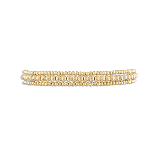 Delicate Stack - set of three dainty 14k gold filled ball bracelets