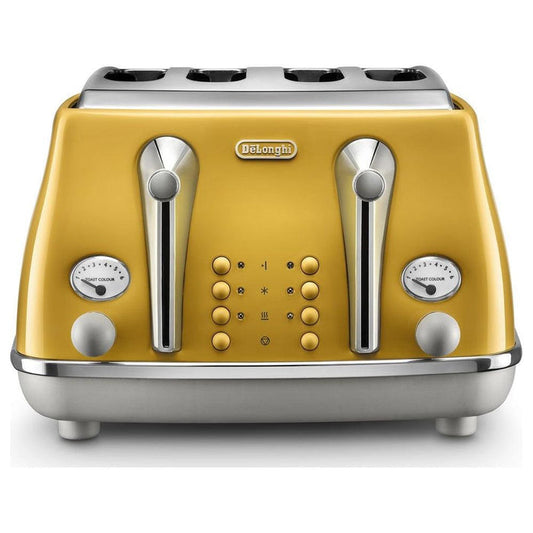 DeLonghi Icona 1800W 4 Slice Toaster - Yellow | CTOC4003.Y from DID Electrical - guaranteed Irish, guaranteed quality service. (6890804510908)