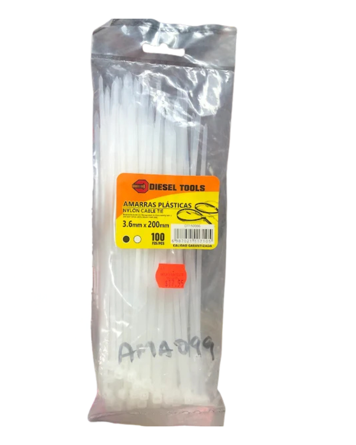 Diesel Tool Nylon Cable Tie White 8"-AMA099 MEGA