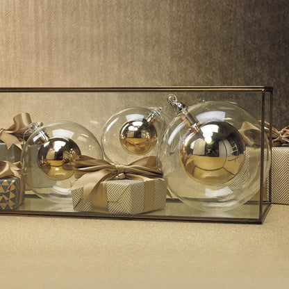 DOUBLE GLASS BALL ORNAMENT- GOLD/LARGE,MIN.12