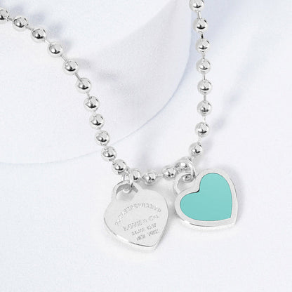 DOUBLE HEARTS ON BALL CHAIN - Silver