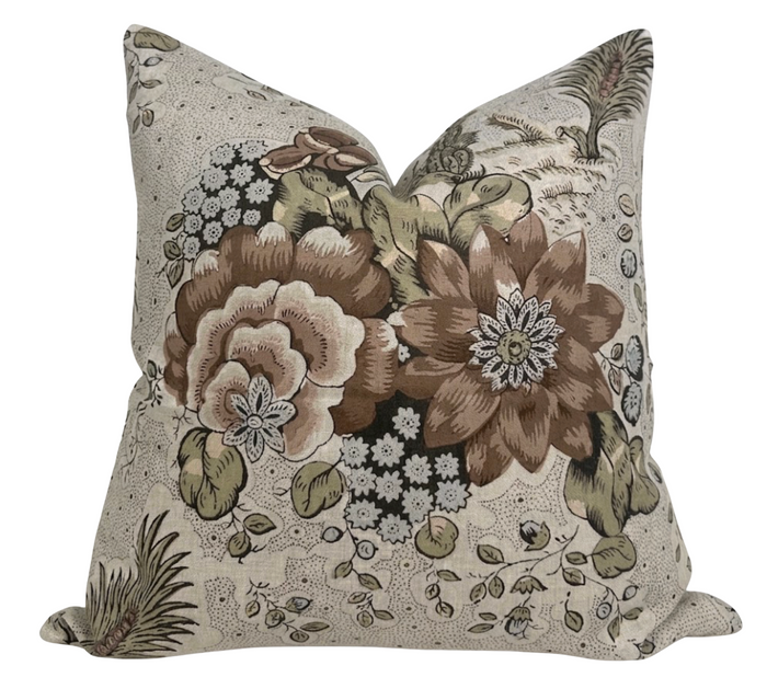 Drexel Hill Floral Pillow Cover in Brown, Thibaut Pillows