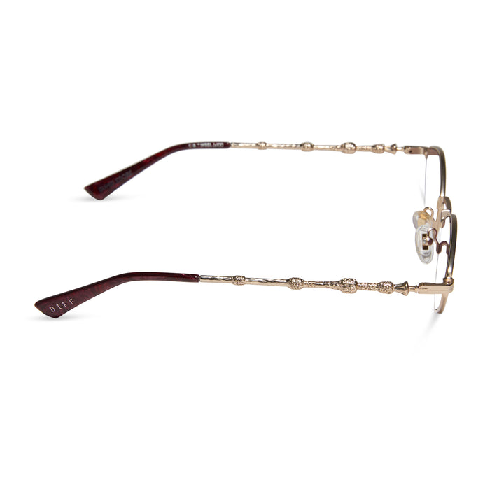 harry potter x diff eyewear featuring professor dumbledore prescription glasses with a gold frame side view