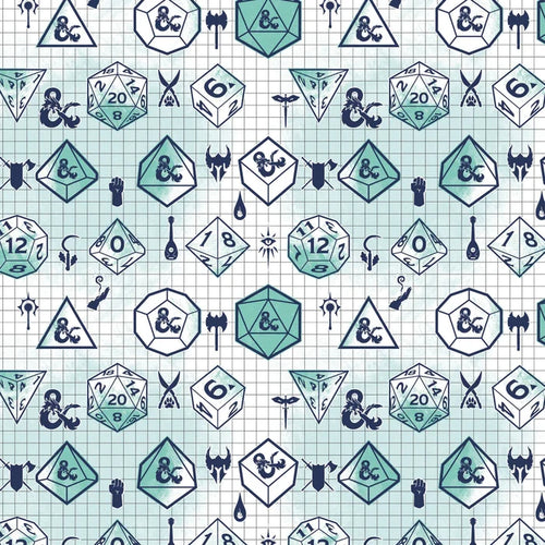 Dungeons & Dragons Grid Blue Fabric, Camelot