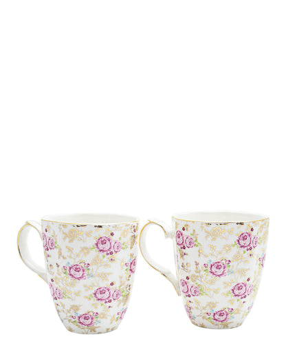 Easy Life Porcelain Mug 2 Piece - Floral White