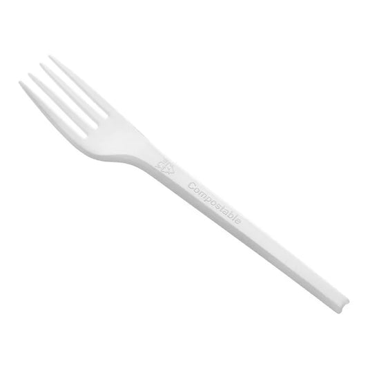 EcoChoice Heavy Weight Compostable 6 1/2" White CPLA Plastic Fork