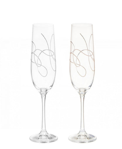 Eetrite 2 Piece Viola Flute 190ml Glasses - Clear With String Print
