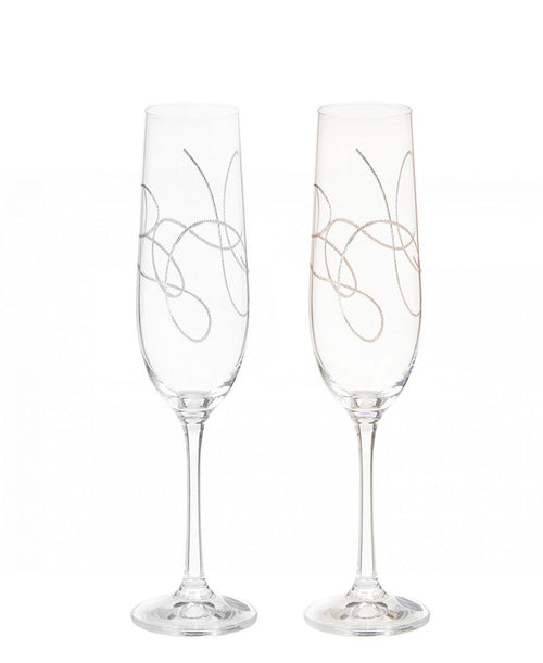 Eetrite 2 Piece Viola Flute 190ml Glasses - Clear With String Print