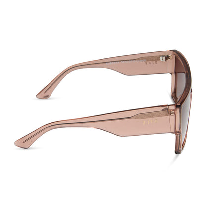 diff eyewear featuring the electra shield sunglasses with a café ole frame and brown gradient polarized lenses side view