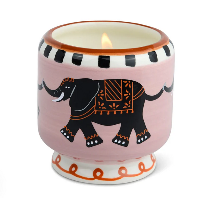 ELEPHANT CERAMIC CANDLE TOBACCO VANILLA 8OZ