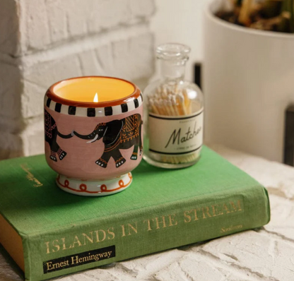ELEPHANT CERAMIC CANDLE TOBACCO VANILLA 8OZ