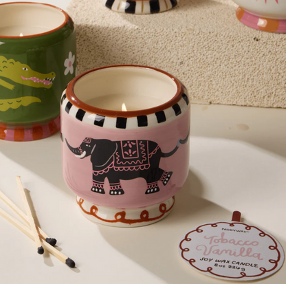 ELEPHANT CERAMIC CANDLE TOBACCO VANILLA 8OZ