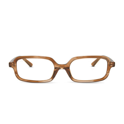 aspyn ovard x diff eyewear featuring the elle rectangle prescription glasses with a tortoise frame front view