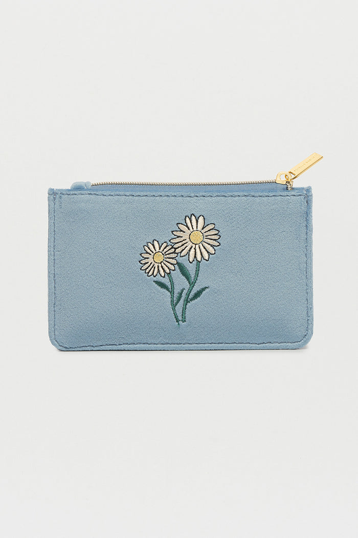 Embroidered Daisy Card Purse