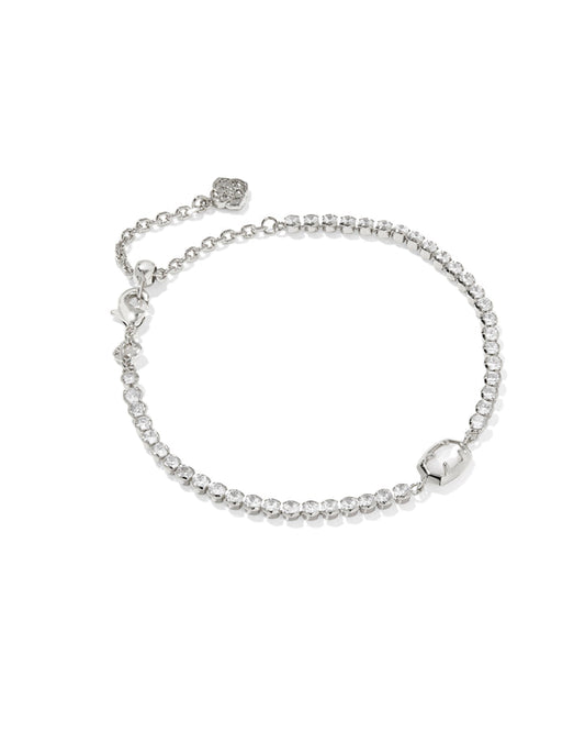 Emilie Tennis Bracelet in Rhodium Ivory Mother of Pearl