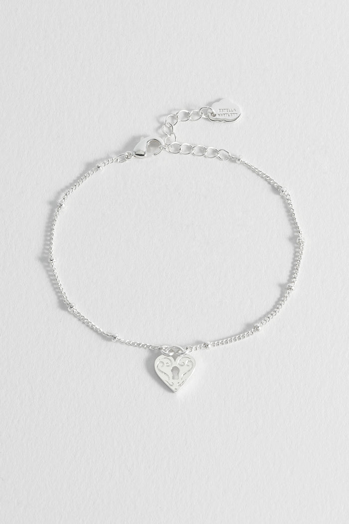 Engraved Heart Padlock Bracelet