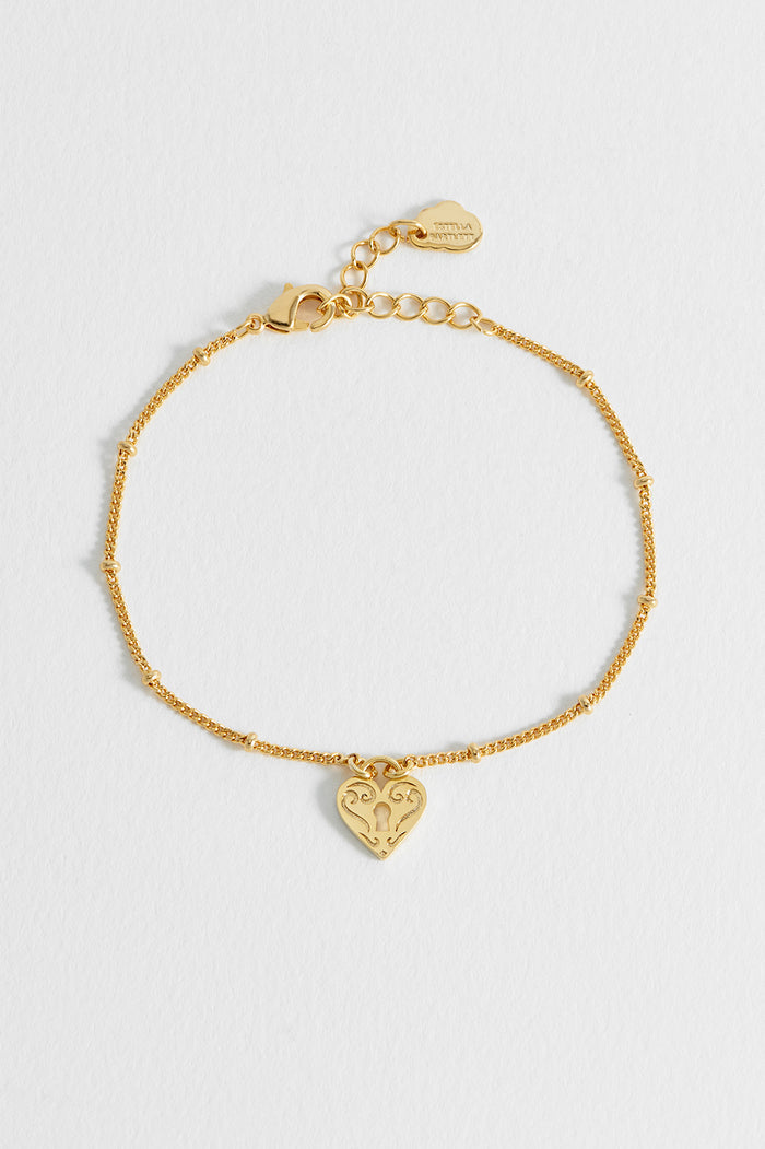 Engraved Heart Padlock Bracelet